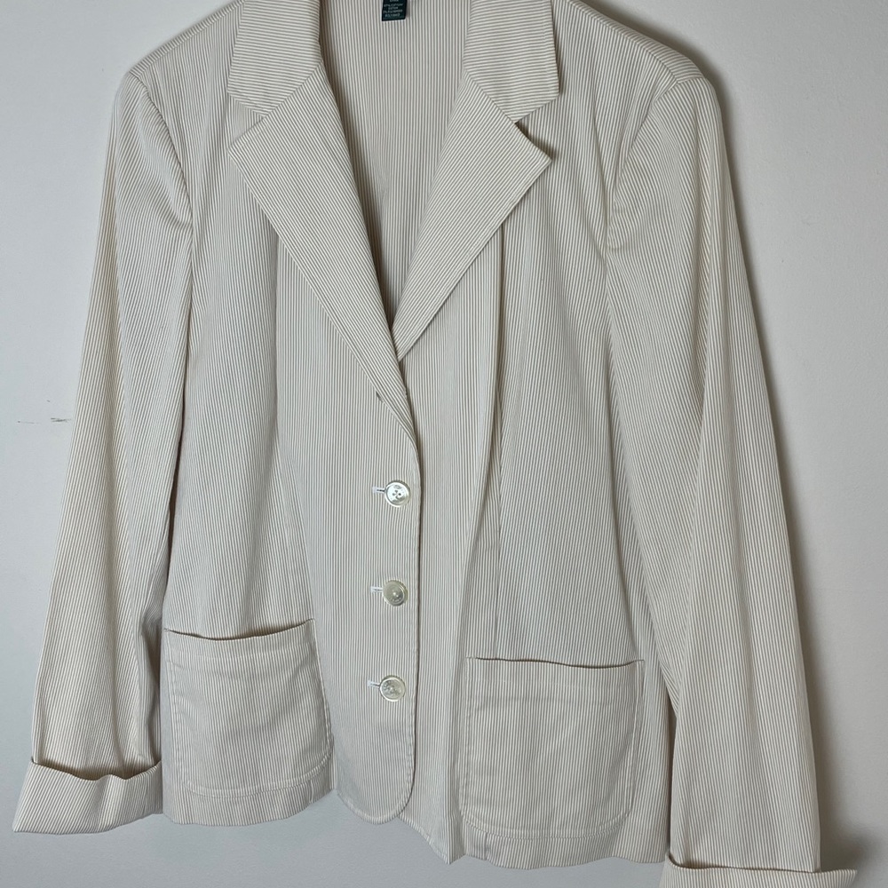 Lauren Ralph Lauren Cream Seersucker Blazer Size L